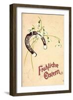 Präge Litho Frohe Ostern, Hufeisen, Glockenblumen-null-Framed Giclee Print