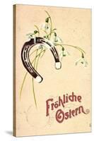 Präge Litho Frohe Ostern, Hufeisen, Glockenblumen-null-Stretched Canvas