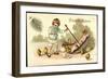 Präge Litho Frohe Ostern, Kind, Regenschirm, Küken,Eier-null-Framed Giclee Print