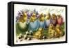 Präge Litho Frohe Ostern, Küken, Ostereierschalen, Tuck-null-Framed Stretched Canvas