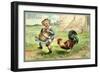 Präge Litho Glückwunsch Ostern, Ein Hahn Zwickt Kind-null-Framed Giclee Print