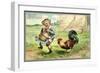 Präge Litho Glückwunsch Ostern, Ein Hahn Zwickt Kind-null-Framed Giclee Print