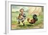 Präge Litho Glückwunsch Ostern, Ein Hahn Zwickt Kind-null-Framed Giclee Print