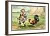 Präge Litho Glückwunsch Ostern, Ein Hahn Zwickt Kind-null-Framed Giclee Print