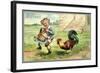 Präge Litho Glückwunsch Ostern, Ein Hahn Zwickt Kind-null-Framed Giclee Print