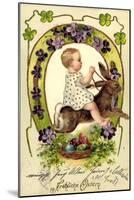 Präge Litho Glückwunsch Ostern, Kind Reitet Auf Hasen-null-Mounted Giclee Print