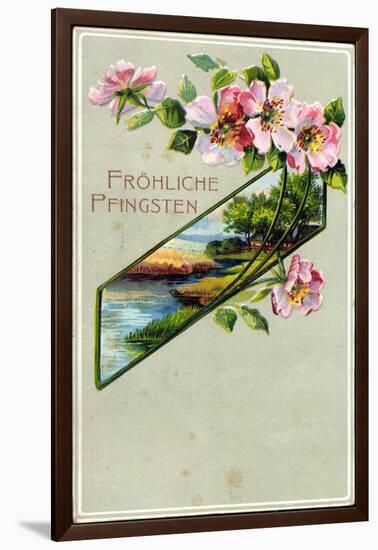 Präge Litho Glückwunsch Pfingsten, Apfelblütenzweig-null-Framed Giclee Print