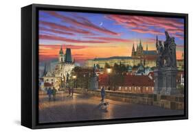 Prague at Dusk-Richard Harpum-Framed Stretched Canvas