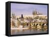 Prague Castle, Charles Bridge, Vltava River and Suburb of Mala Strana, Prague, Czech Republic-Richard Nebesky-Framed Stretched Canvas