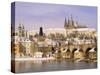 Prague Castle, Charles Bridge, Vltava River and Suburb of Mala Strana, Prague, Czech Republic-Richard Nebesky-Stretched Canvas