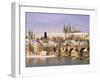 Prague Castle, Charles Bridge, Vltava River and Suburb of Mala Strana, Prague, Czech Republic-Richard Nebesky-Framed Photographic Print