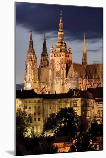 Prague Castle Hrad at Night-null-Mounted Art Print