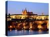 Prague Castle on the Skyline and the Charles Bridge over the River Vltava, UNESCO World Heritage Si-Hans Peter Merten-Stretched Canvas