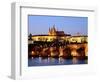 Prague Castle on the Skyline and the Charles Bridge over the River Vltava, UNESCO World Heritage Si-Hans Peter Merten-Framed Photographic Print