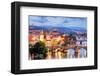 Prague cityscape at night-null-Framed Art Print