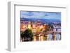 Prague cityscape at night-null-Framed Art Print