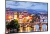 Prague cityscape at night-null-Mounted Art Print