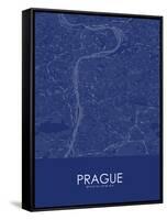 Prague, Czech Republic Blue Map-null-Framed Stretched Canvas