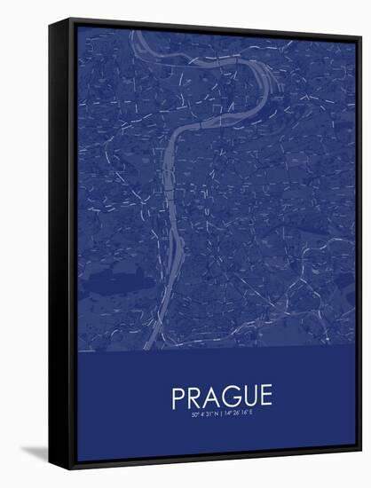 Prague, Czech Republic Blue Map-null-Framed Stretched Canvas