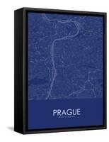 Prague, Czech Republic Blue Map-null-Framed Stretched Canvas