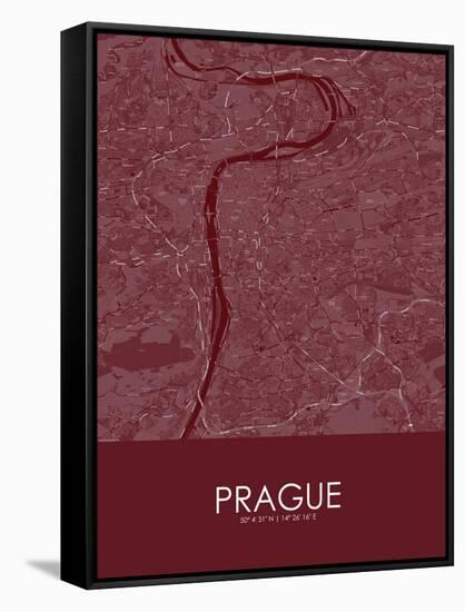 Prague, Czech Republic Red Map-null-Framed Stretched Canvas