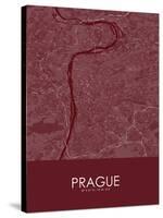 Prague, Czech Republic Red Map-null-Stretched Canvas