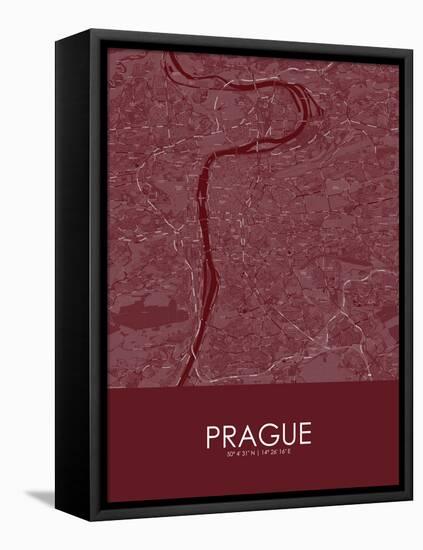 Prague, Czech Republic Red Map-null-Framed Stretched Canvas