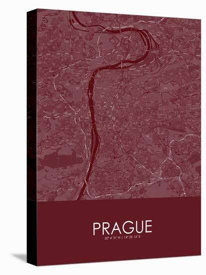 Prague, Czech Republic Red Map-null-Stretched Canvas