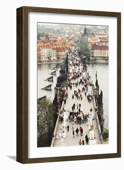 Prague, Czech Republic, View of Bridge and River-Ali Kabas-Framed Photographic Print