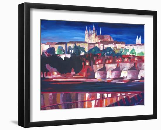 Prague - Hradschin with Charles Bridge-Markus Bleichner-Framed Art Print