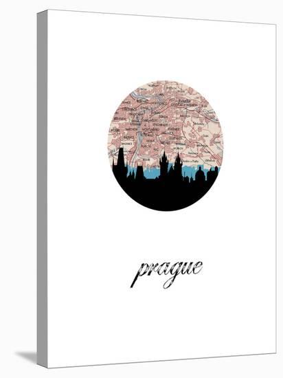 Prague Map Skyline-Paperfinch 0-Stretched Canvas