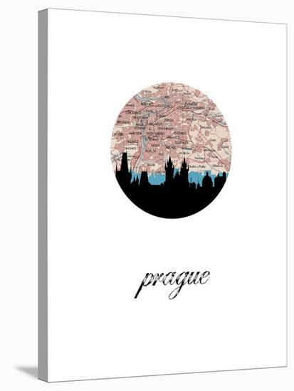 Prague Map Skyline-Paperfinch 0-Stretched Canvas