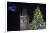 Prague Old Town Hall Tower and Christmas Tree.-Jon Hicks-Framed Photographic Print