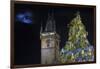 Prague Old Town Hall Tower and Christmas Tree.-Jon Hicks-Framed Photographic Print