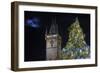 Prague Old Town Hall Tower and Christmas Tree.-Jon Hicks-Framed Photographic Print