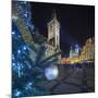 Prague Old Town Hall Tower and Christmas Tree.-Jon Hicks-Mounted Photographic Print