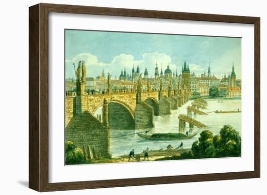 Prague's Old Town from Kampa Island, C.1830-Vincenc Morstadt-Framed Giclee Print