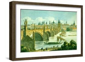 Prague's Old Town from Kampa Island, C.1830-Vincenc Morstadt-Framed Giclee Print