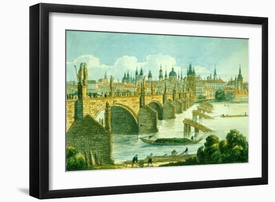 Prague's Old Town from Kampa Island, C.1830-Vincenc Morstadt-Framed Giclee Print