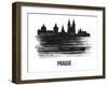 Prague Skyline Brush Stroke - Black II-NaxArt-Framed Art Print