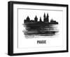 Prague Skyline Brush Stroke - Black II-NaxArt-Framed Art Print