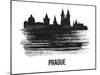 Prague Skyline Brush Stroke - Black II-NaxArt-Mounted Art Print