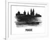 Prague Skyline Brush Stroke - Black II-NaxArt-Framed Art Print