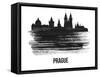 Prague Skyline Brush Stroke - Black II-NaxArt-Framed Stretched Canvas