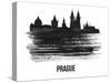 Prague Skyline Brush Stroke - Black II-NaxArt-Stretched Canvas