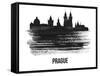 Prague Skyline Brush Stroke - Black II-NaxArt-Framed Stretched Canvas
