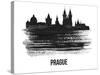 Prague Skyline Brush Stroke - Black II-NaxArt-Stretched Canvas