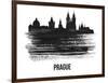 Prague Skyline Brush Stroke - Black II-NaxArt-Framed Art Print