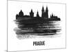 Prague Skyline Brush Stroke - Black II-NaxArt-Mounted Art Print