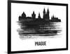 Prague Skyline Brush Stroke - Black II-NaxArt-Framed Art Print